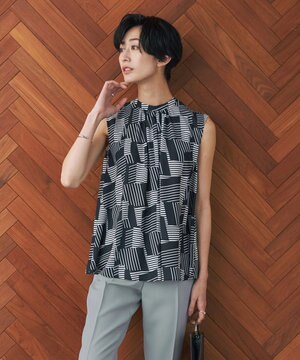  【WEB限定カラーあり】 Back Satin Amunzen ノースリーブブラウス