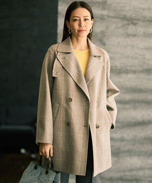  【17号サイズまで展開・カタログ掲載】ウールリバーチェック柄ダブルブレスト コート