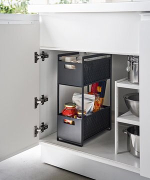  シンク下収納バスケット タワー 2段 ブラック