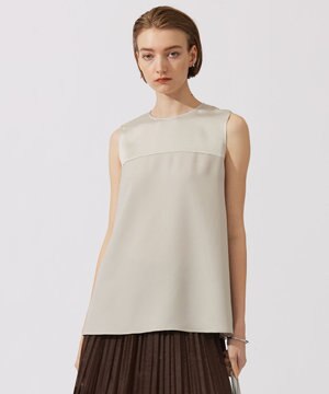  【接触冷感・UVケア・速乾・洗える】 FluidBackSatin ノースリーブブラウス