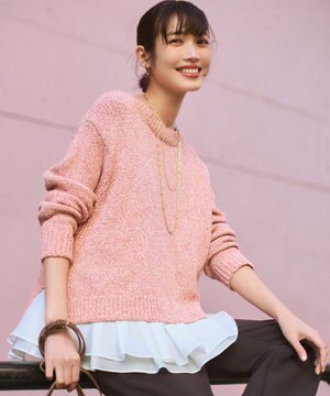  コットンコードミックス クロップド ニット