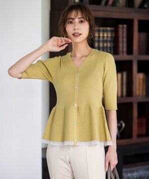  シアーフリルペプラム ニット