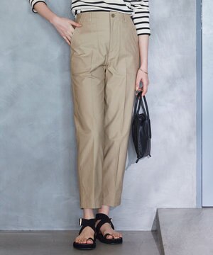  【SLOW/洗える】バックサテンストレッチ ベイカーパンツ