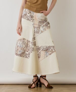  スカーフコンビデニムスカート