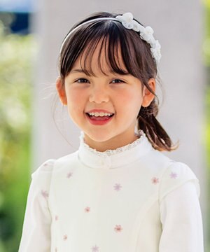  シフォンパール×お花 キッズカチューシャ