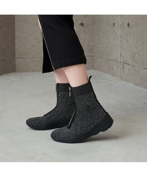  <carino>フロントジップニットブーツ