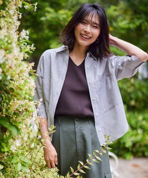  【洗濯機可能】ダブルポケット クロップドシャツ