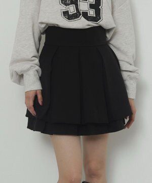  ハイウエスト2段プリーツスカパン