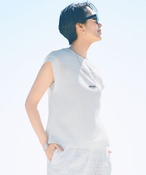  【カタログ掲載・洗える】リネンサッカーコンビブロッキング カットソー