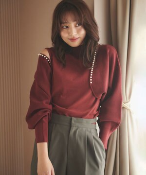 【洗える・アンサンブル】パールポイントアンサンブル ニット