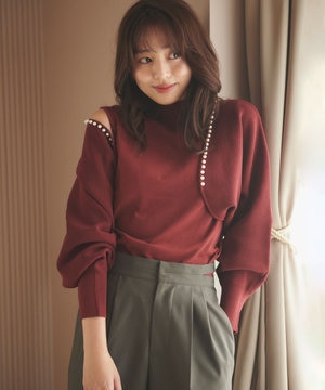 【洗える・アンサンブル】パールポイントアンサンブル ニット