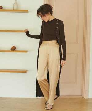 【洗える】ストレッチリブロングカーディガン