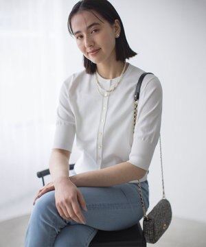  ドライタッチ 5分袖カーディガン