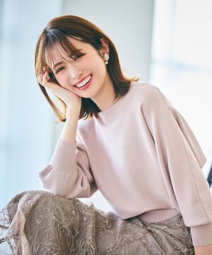  【洗える】パフスリーブラメ ニット