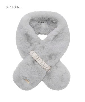  FURLA フェイクファーくしゅくしゅリボンマフラー