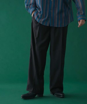  刺繍ラインワイドスラックス