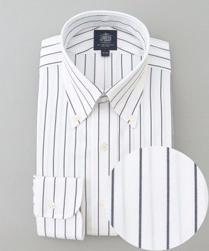  【PREMIUM PLEATS / 形態安定】スーピマコットンホールドストライプ シャツ/B.D.