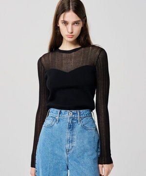 【手洗い可】シルキーニット コンビトップス（uncrave WHITE）