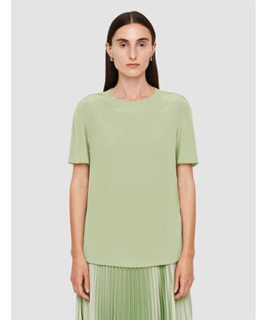  【洗える】クレープ ド ソワ　ショートスリーブTEE
