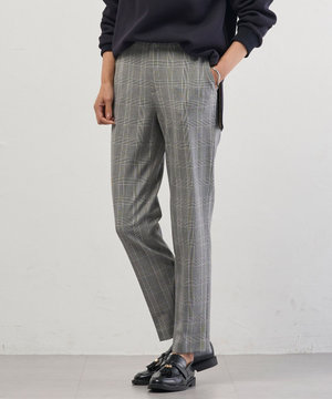 アルガンシルク チェック テーパード パンツ