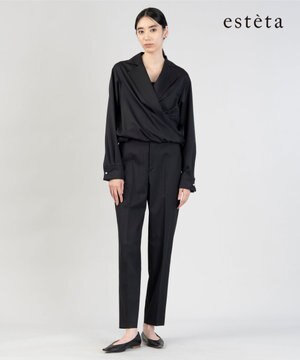  【エステータ】ウールシルクギャバジン パンツ