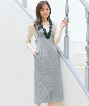  美シルエットレース ジャンパースカート