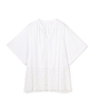  レースヘム ギャザーブラウス