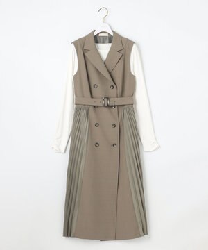  【2SET】プリーツコンビトレンチワンピース セット