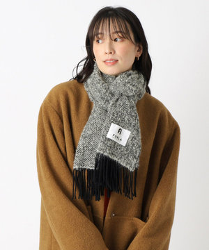  【日本製】FURLA アルパカ混ヘリンボーンマフラー／幅50cm