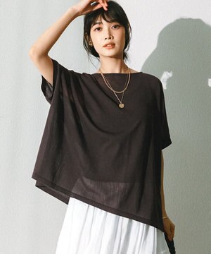  【洗える】ライトシアーニット プルオーバー