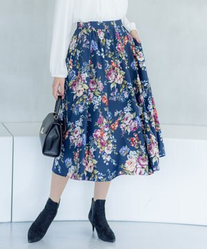 【23AW】ローズブーケプリント フレアスカート