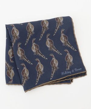  【イタリア製・Holliday&Brown】バードグラフィックプリントポケットチーフ