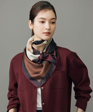  【カタログ掲載】カラーブロックシルク スカーフ