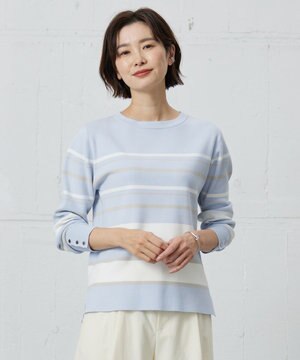  【洗える】Rayon Stretch Border ニット