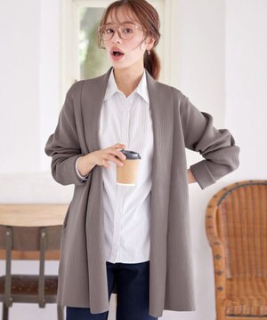 【洗える】リブ編み着流しカーディガン