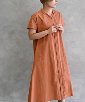  〈遠州織物で織られた上質なコットン生地〉フレンチスリーブのシャツワンピース