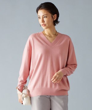  【洗える】ピュアカシミヤVネック ニット