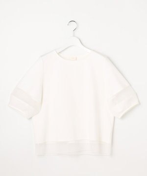  チュール切替ランタンスリーブ プルオーバー