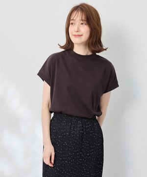 【UVケア/接触冷感】モックネックフレンチスリーブＴシャツ
