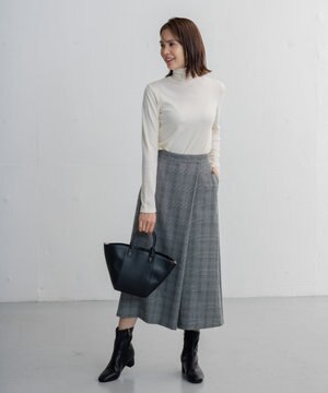 【ウエストゴム】ラップ風ガウチョパンツ