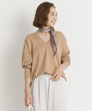 シルクコットンベーシック Vネック ニット