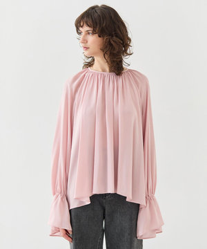 【洗える】MUSCARI / ソフトシルクキャンディースリーブブラウス