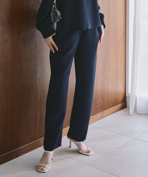  【洗える】 ダブルクロスクレープ ストレートパンツ