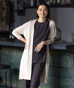  【WEB限定カラーあり・洗える】シンセティックハイゲージ  ロングカーディガン