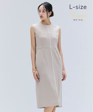  【洗える・L-size】CINDY / クルーネックノースリーブワンピース