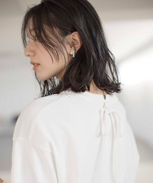  【WEB限定カラーあり】MINA バックリボンニットプルオーバー