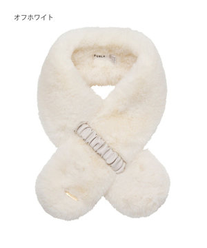  FURLA フェイクファーくしゅくしゅリボンマフラー