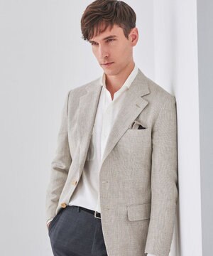  【DORMEUIL】ドーメル HEXAGON リネン ジャケット_ベージュ