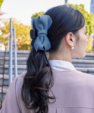 コーデュロイリボンヘアクリップ