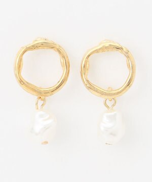  【WEB限定】ゴールドリングパールピアス(両耳用)